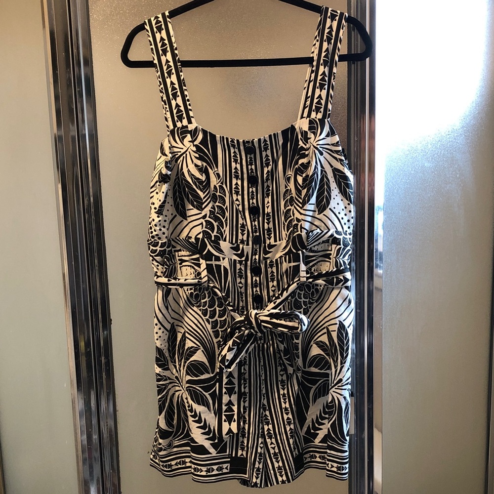 FARM Rio Black and White Patterned Romper